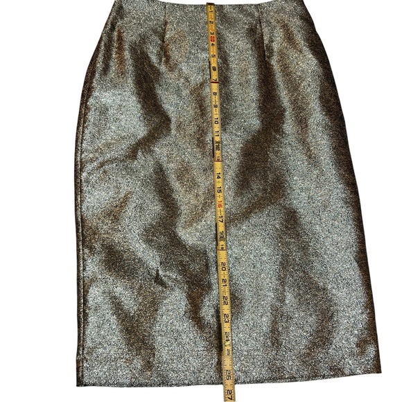 Worthington Gold Pebble Metallic Shimmer Pencil Holiday Celebration Classy Skirt - Picture 9 of 15